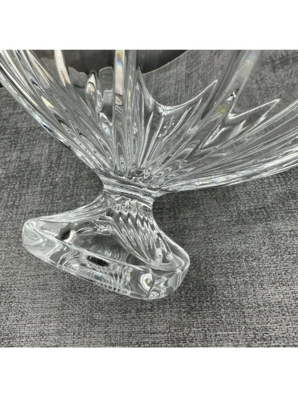 Vintage Crystal Footed Bowl Pedestal Candy Dish Starburst Fan 6.25